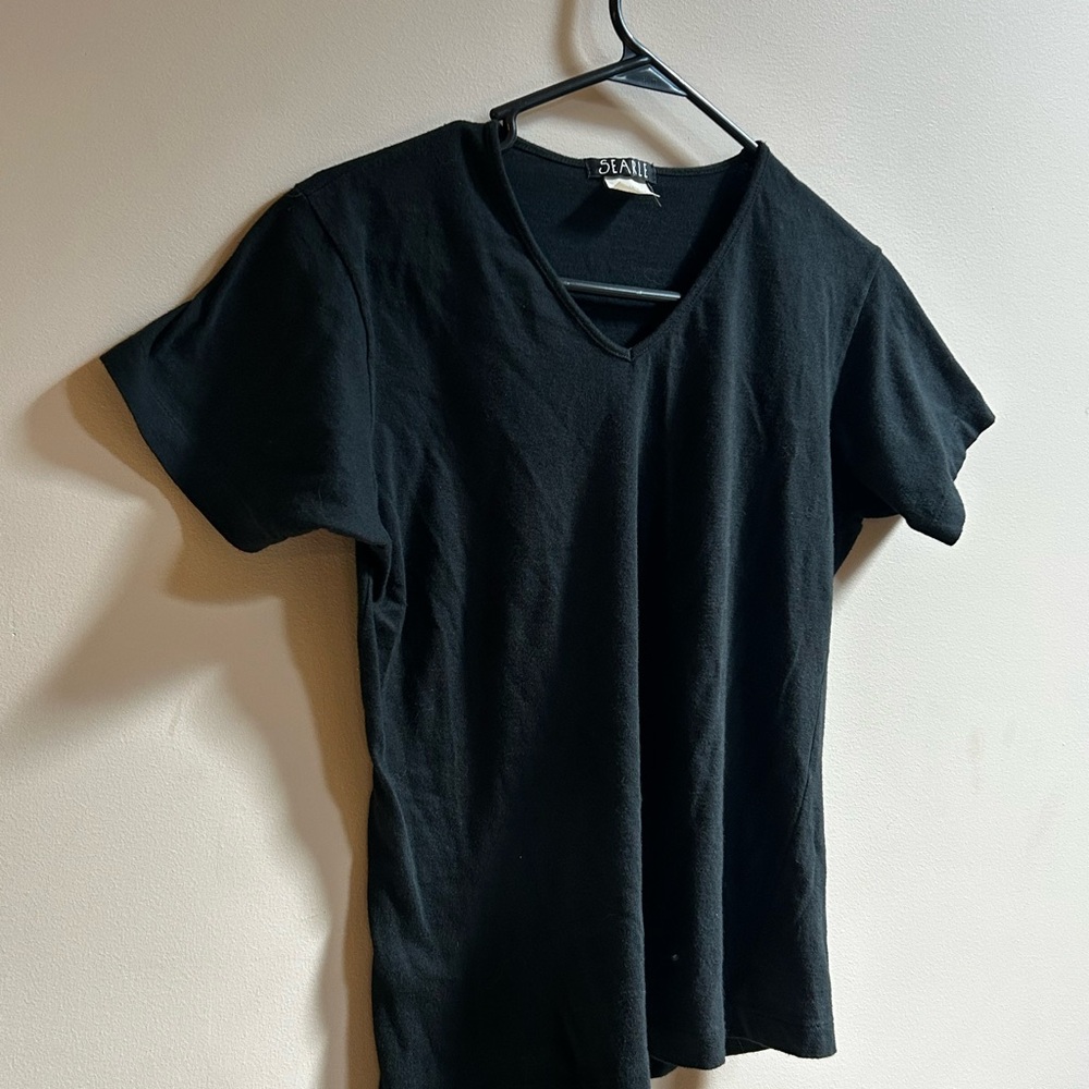 Searle Vintage Black Italian Cotton Short Sleeve Shirt